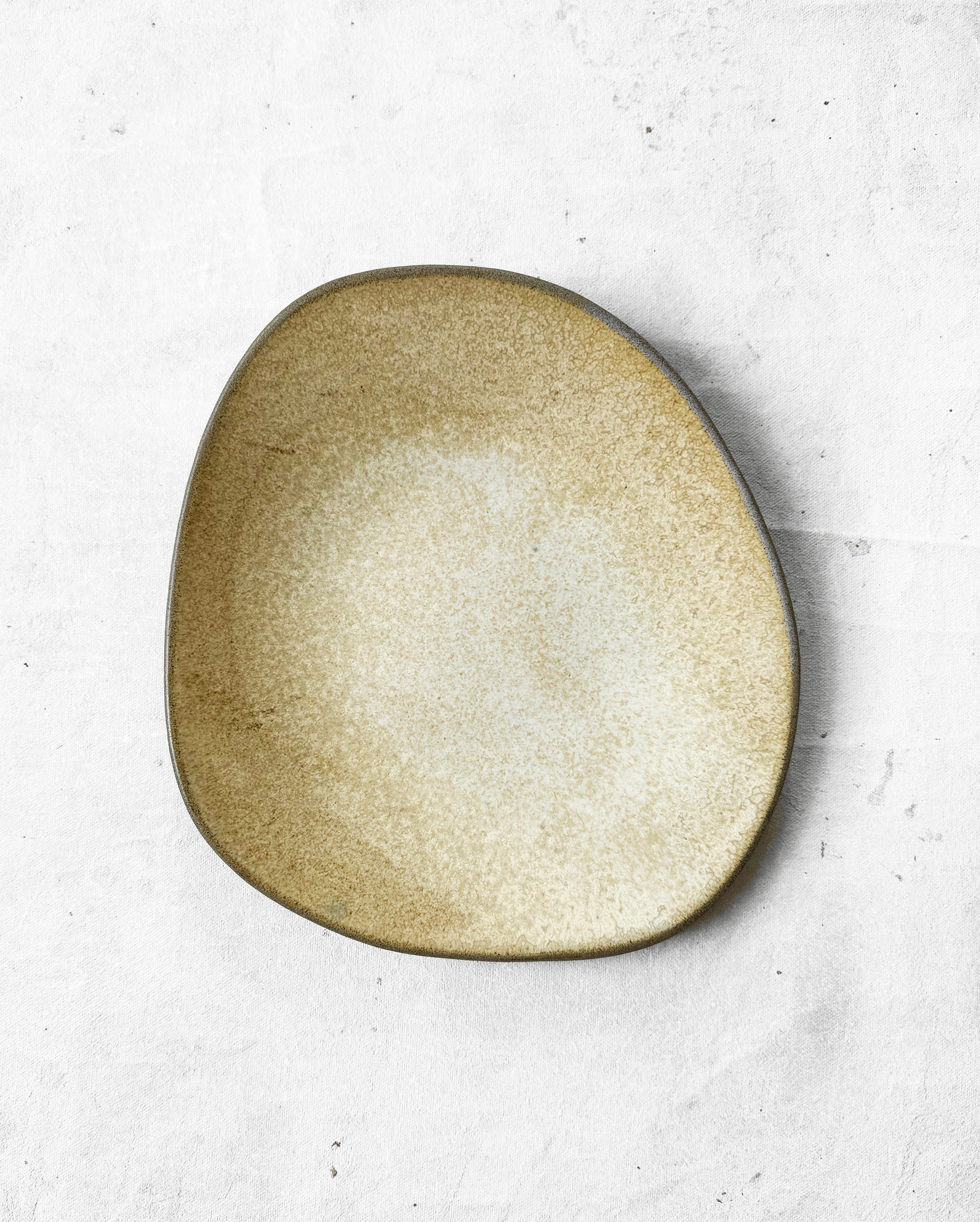 Medium Plate in Marbled Beige