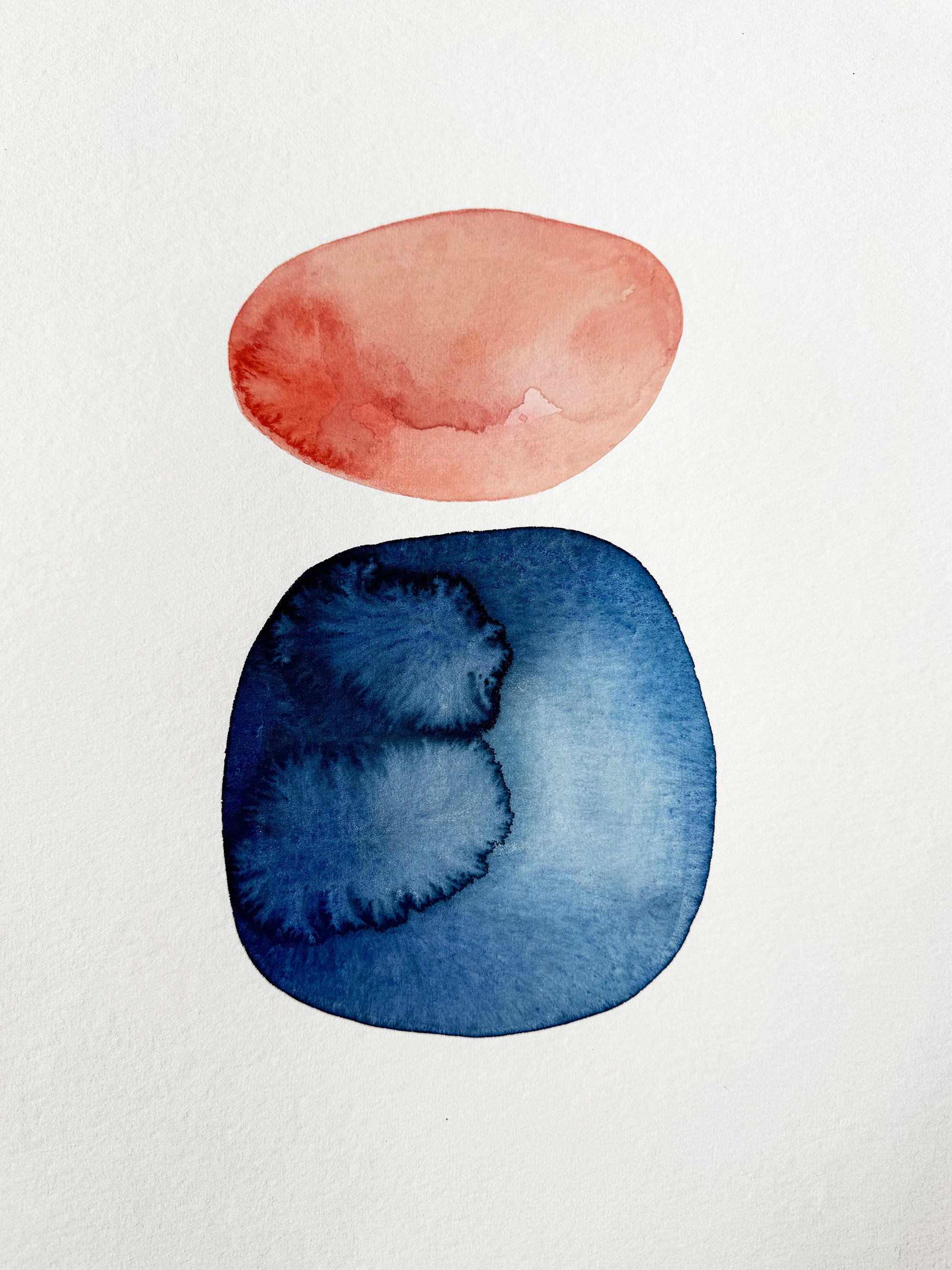 Aquarelle in Peach and Midnight Blue