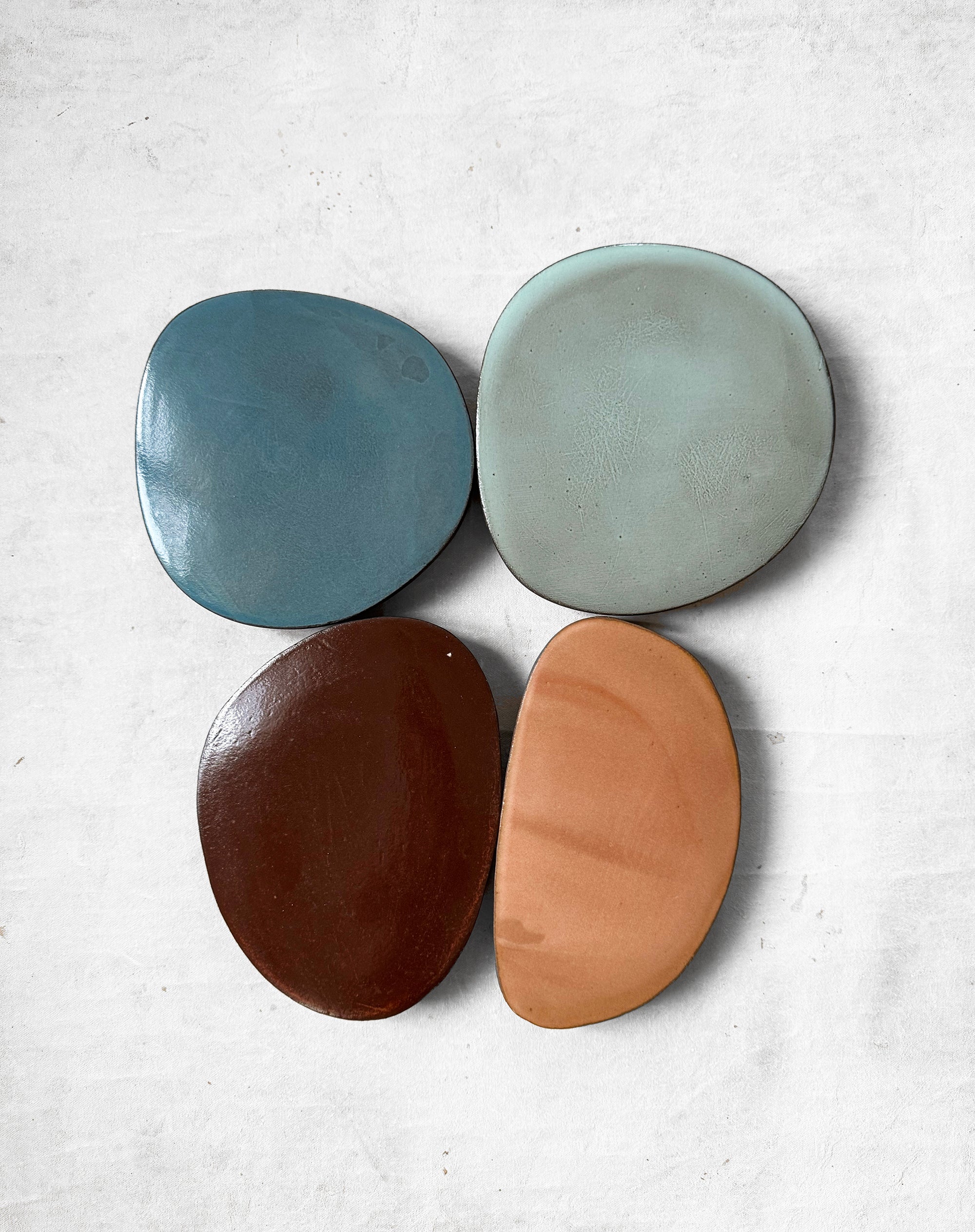 Wall Object in Deep Red, Azure Blue, Sage and Apricot