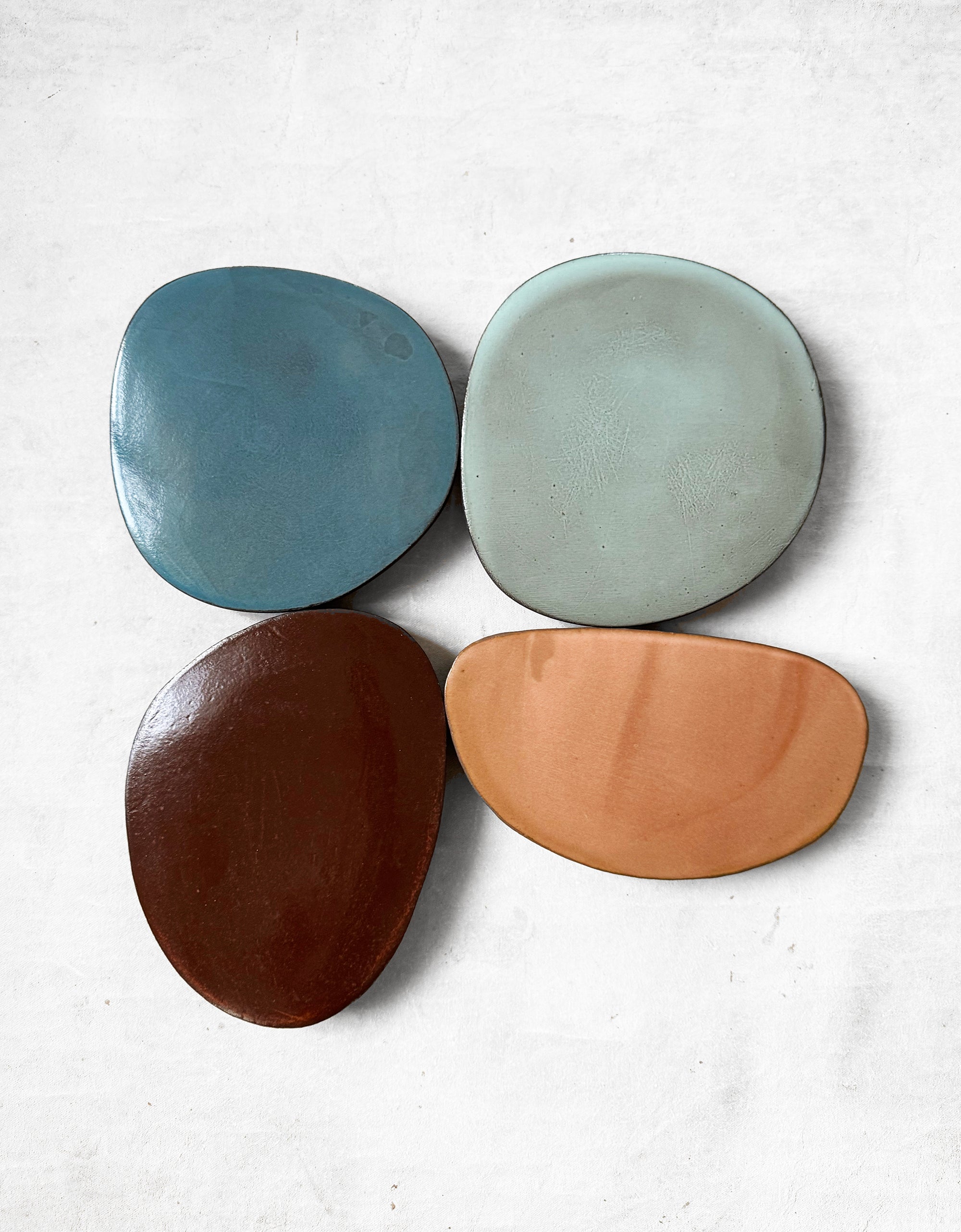 Wall Object in Deep Red, Azure Blue, Sage and Apricot