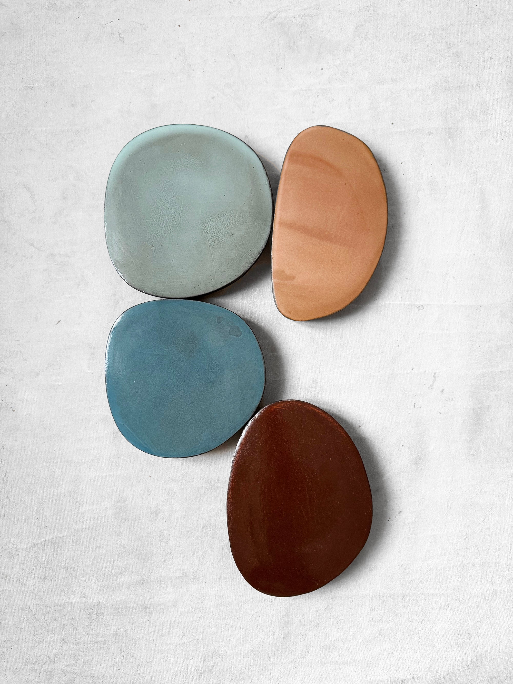 Wall Object in Deep Red, Azure Blue, Sage and Apricot